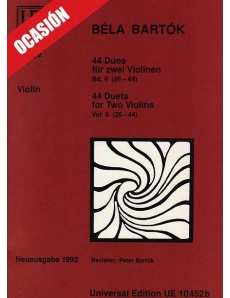 BARTOK B.-Duos Vol.2 para 2 Violines (P.Bartok) (OCASION)