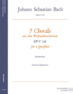 BACH J.S.-Corales (7) de "Oratorio de Navidad" (BWV:248) para 4 Flautas (Hagemann)