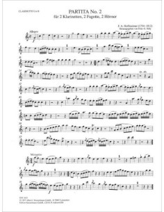 HOFFMEISTER F.A.-Partita nº 2 (Echo) para 2 Clarinetes, 2 Trompas y 2 Fagotes (Partes) 2