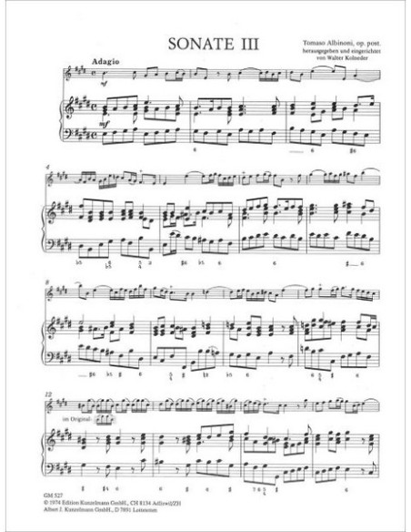 ALBINONI T.-Sonatas (2) para Flauta y B.C. (Kolneder)
