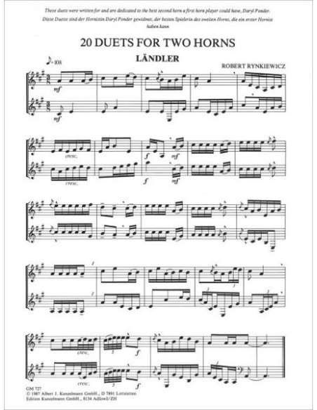 RYNKIEWICZ R.-Duette (20) für 2 Hörner