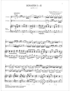 ALBINONI T.-Balletti e Sonate a Tre (6) Op.8 Vol.1º: Sonatas 1 y 2 para 2 Violines y B.C. (Kolneder) 2