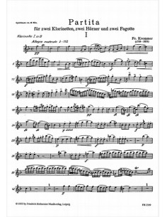 KROMMER F.-Partita para 2 Clarinetes, 2 Trompas y 2 Fagotes (Partes) 2