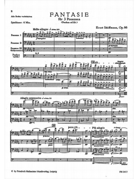 SCHIFFMANN E.-Fantasia Op.66 para 3 Trombones (Percusion ad lib.)