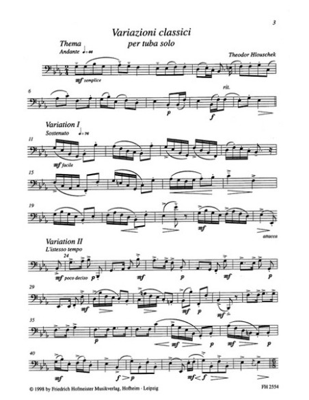 HLOUSCHEK T.-Classic Variations for Tuba