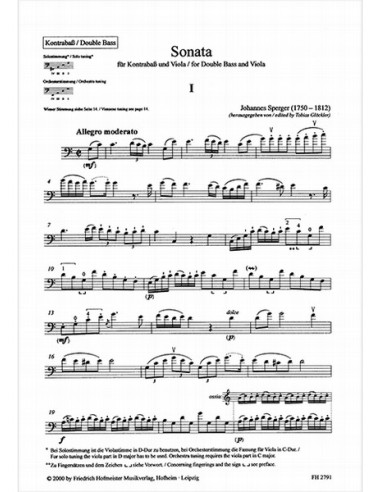 SPERGER J.M.-Sonata per viola e contrabbasso (Glockler)