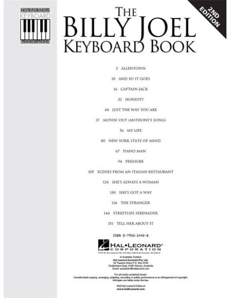 JOEL Billy-Keyboard Book para Teclado