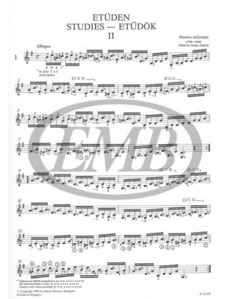 AGUADO D.-Studi selezionati 2° per chitarra (Tokos)
