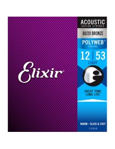 Corde per chitarra acustica Elixir (11050) Polyweb Light (Set completo 012/053B)