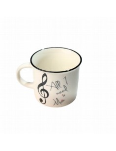 Taza Mug 350 ml. Agifty M-7014 Blanca Clave de Sol Negra