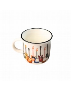 Taza Mug 350 ml. Agifty M-7017 Blanca Guitarras Colores