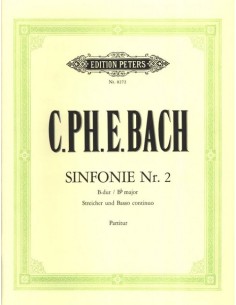 BACH C.P.E.-Sinfonia nº 2 en Sib Mayor para Cuerdas y BC (Partitura Director)