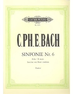 BACH C.P.E.-Sinfonia nº 6 en Mi Mayor para Cuerdas y BC (Partitura Director)