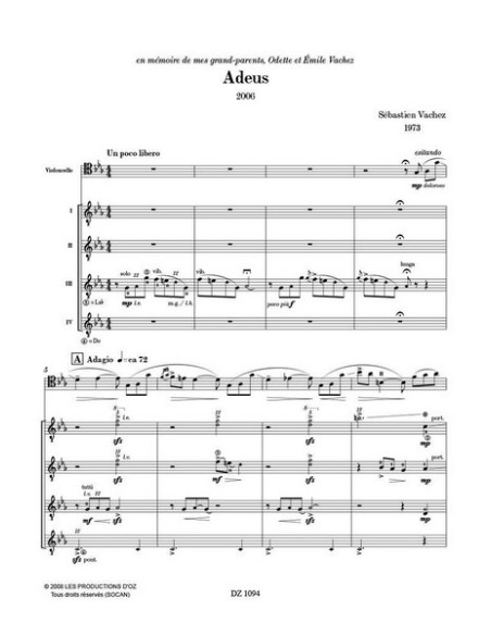 VACHEZ S.-Adeus per violoncello e chitarra