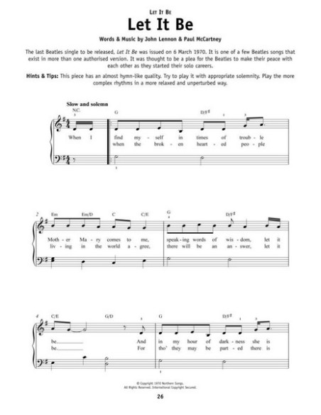 BEATLES-Pianoforte davvero facile